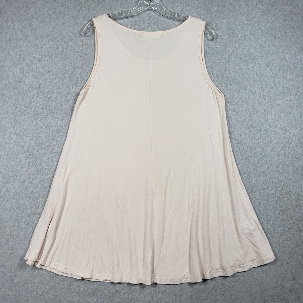 Larace Womens Large Beige Sleeveless‎ Scoop Neck Swing Tank Top Minimalist Boho